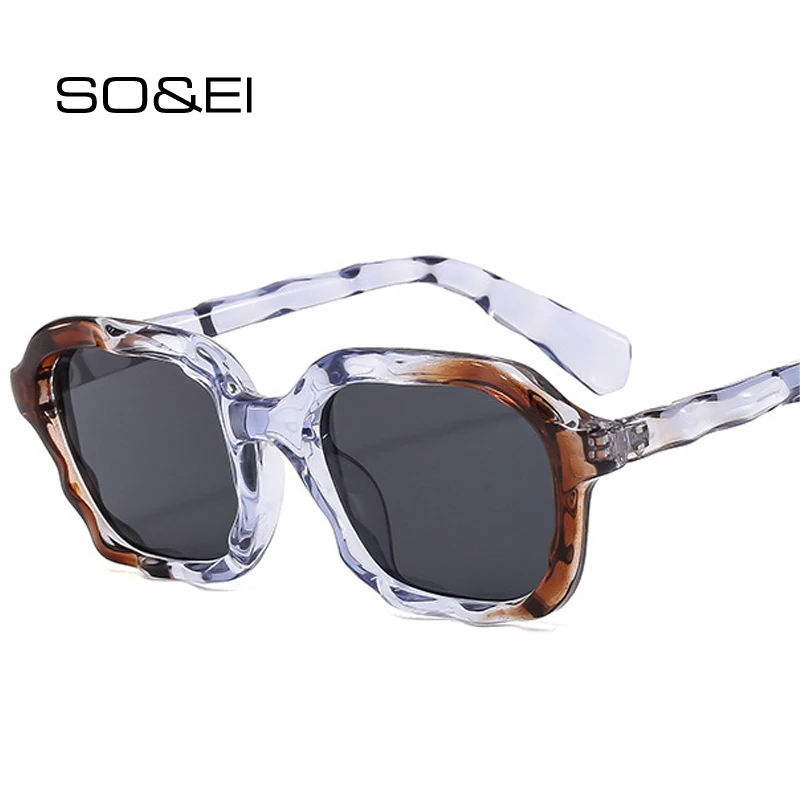 So & Ei Vintage Square Unique Wave Shape Occhiali Da Sole Donna Fashion Double Color Shades Uv400 Occhiali Da Sole Da Uomo
