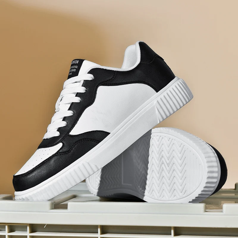 PU Leather Men Sneakers Flat Sports Sneakers Vulcanized Shoes Breathable Casual Trainers Water-proof Walking Running Footwear 4