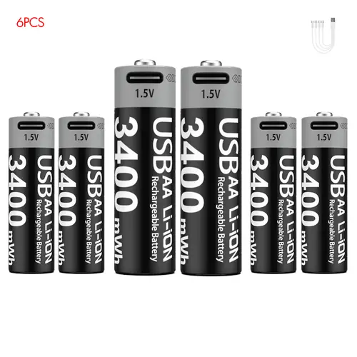 Kuugro Li-ion AAA and AA Rechargeable Batteries USB Lithium-ion 3400mWh 1.5V AA Rechargeable Batteries+1100mWh 1.5V AAA Battery - Image 11