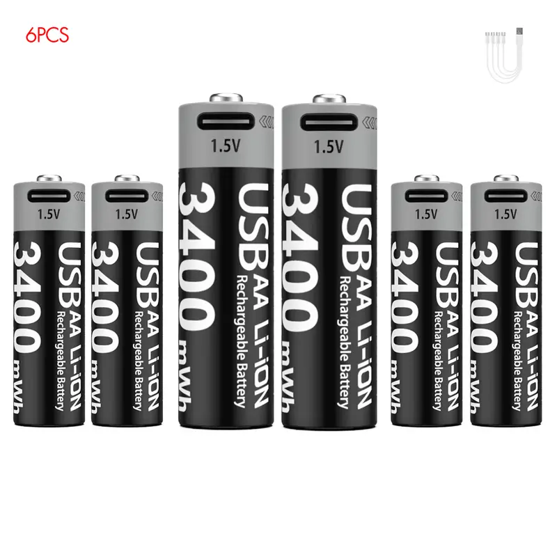 Kuugro Li-ion AAA and AA Rechargeable Batteries USB Lithium-ion 3400mWh 1.5V AA Rechargeable Batteries+1100mWh 1.5V AAA Battery - Image 11