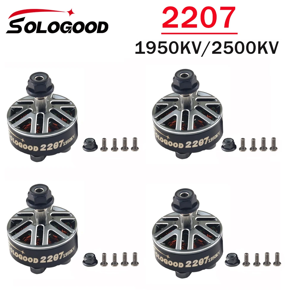 

SoloGood 2207 1950KV 2500KV 2-6S Lipo Unibell бесщеточный двигатель 12N14P 5 мм вал совместимый 5-дюймовый Пропеллер для FPV гоночного дрона