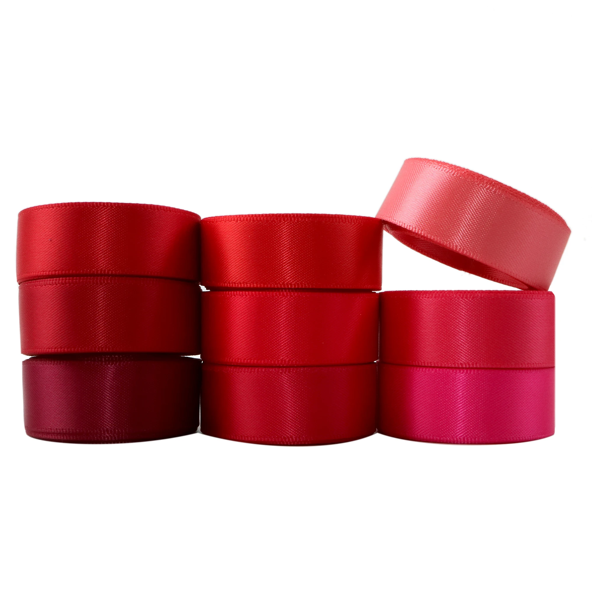 9 Roll, 0.63Inch/16mm X 2 Yards/roll Red Series Plain Color Satin Ribbon Set For Gift Wrapping Ribbon Holiday DIY Craft,1Yc44834