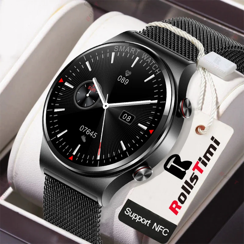 

Rollstimi New For XIAOMI HUAWEI Smart Men's Lady Watch Bluetooth Call DIY Dial Waterproof Fitness Weather Smart Bracelet PPG+ECG