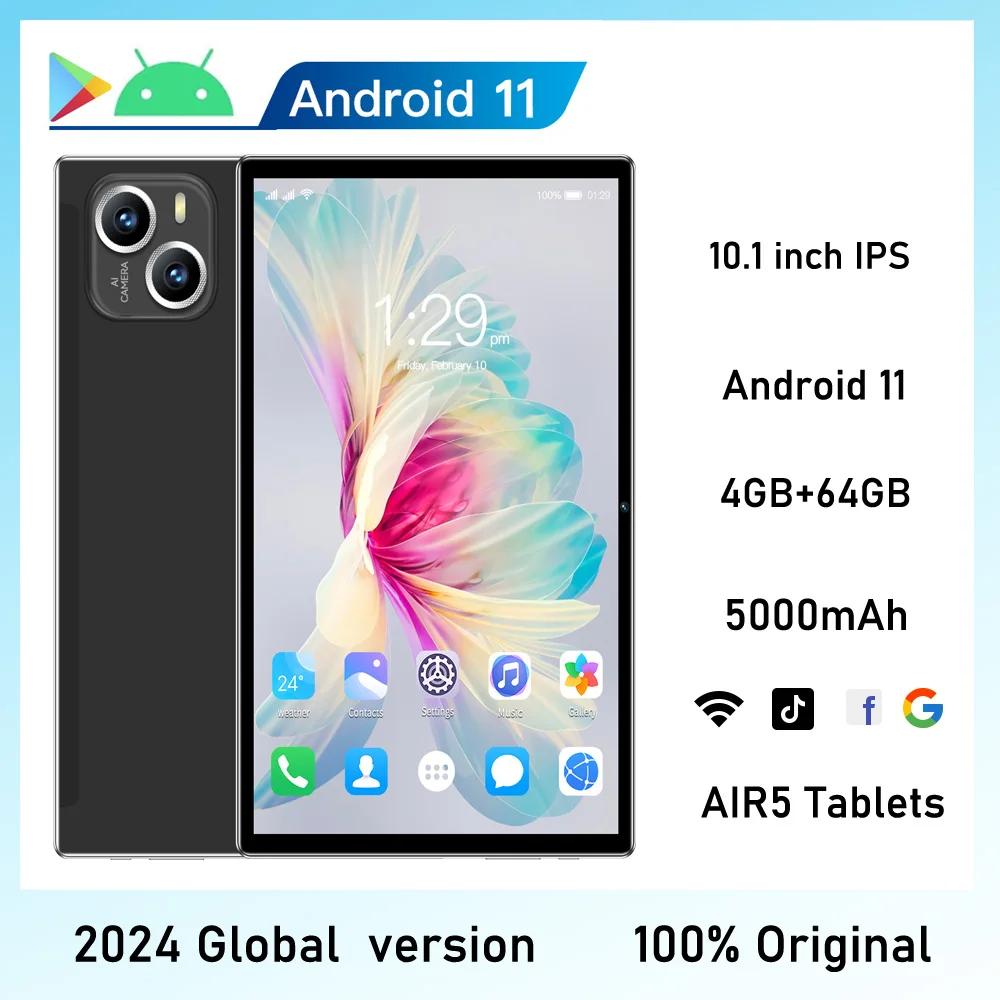 

2024 Global Version 10.1-inch Android Tablet 8-core 4GB RAM 64GB ROM Supports 3G Call Dual Camera WIFI Tablet