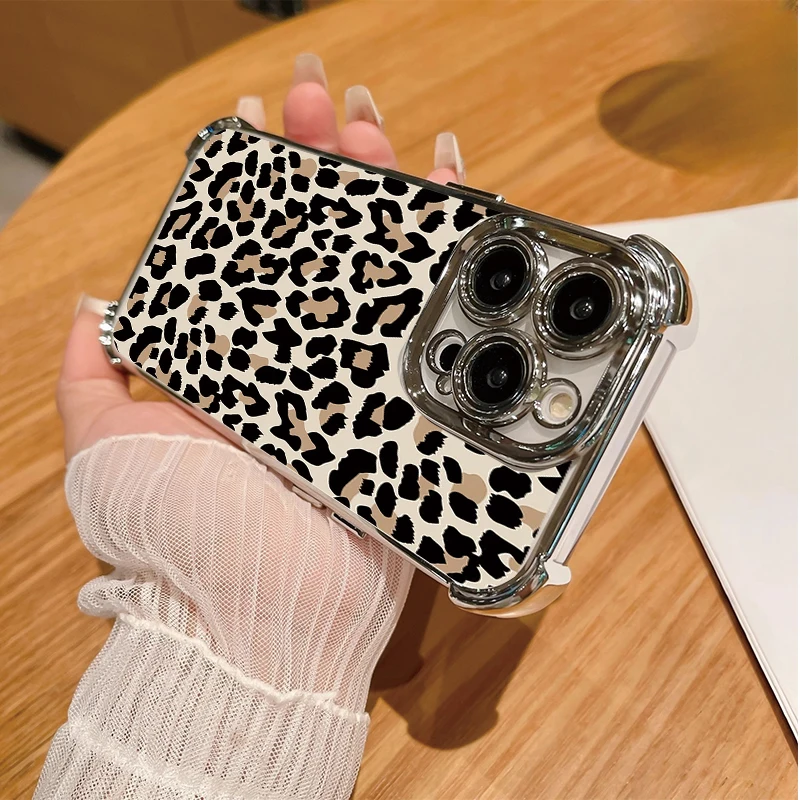 Chic Leopard Print Plated Soft TPU Phone Case