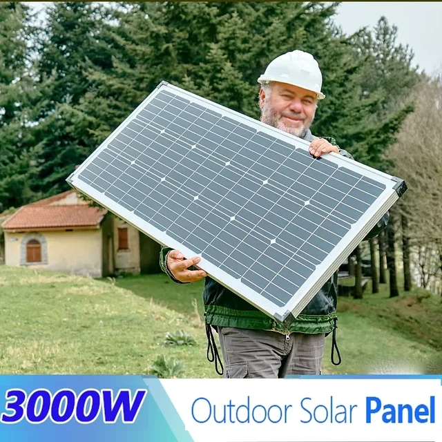 Panneau solaire haute puissance, 3000W, 18V, 12V, panneau solaire en verre, cadre en alliage d'aluminium, charge de camping-car, extérieur, maison 1