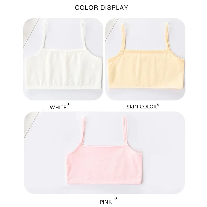 Kids Training Bra 3PCS Cotton Summer Children's Breast Care Girl Training Bra puberty 8-14 Years Kids Vest Teens Teenage Underwear Age 8-14