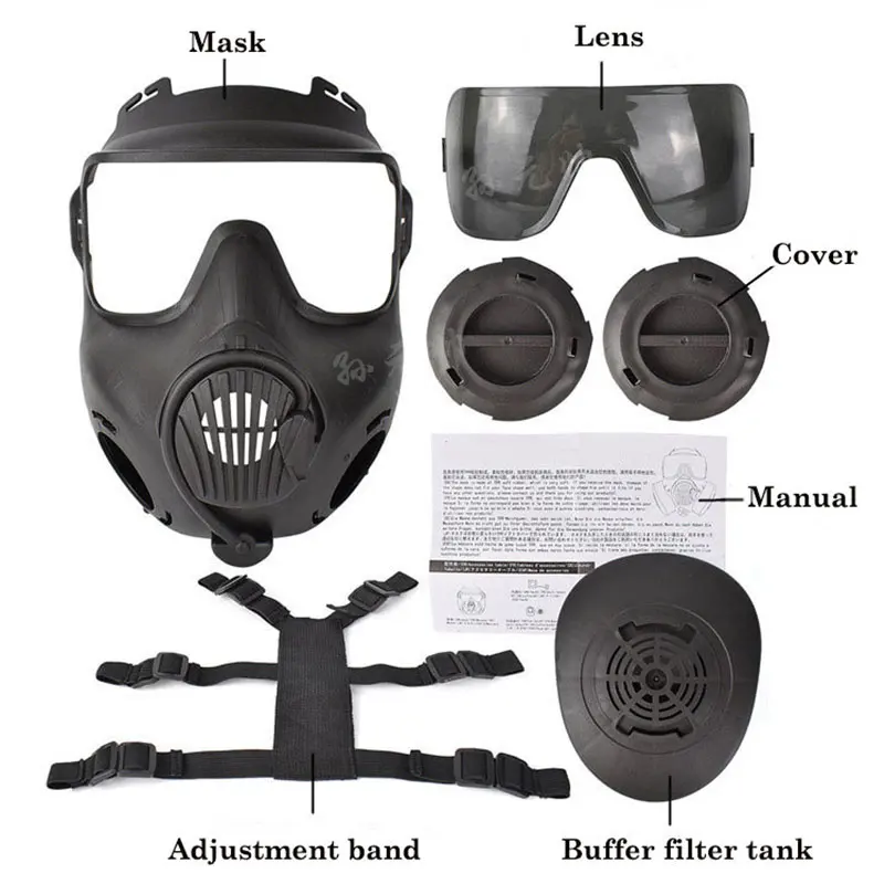 Protective Tactical Respirator Mask Full Face Gas Mask Airsoft Shooting Hunting Riding Outdoor CS Game Cosplay Protection