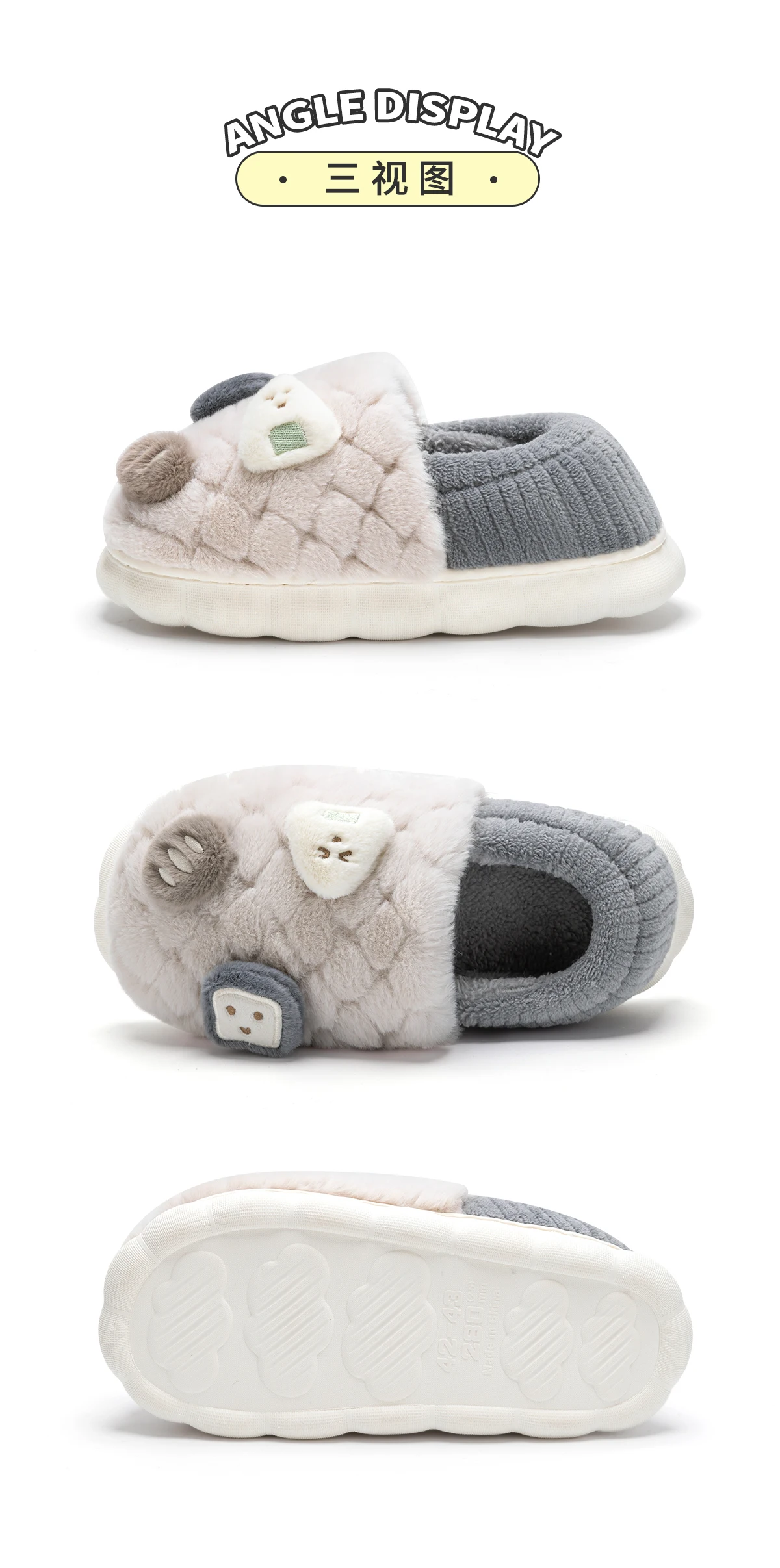 TZLDN Mode Paar Winter Rutschen Warme Plaid Flauschigen Hausschuhe Weiche Sohle Für Frauen Männer Hause Innen Nicht-slip Kinder baumwolle Schuhe – Detail 14