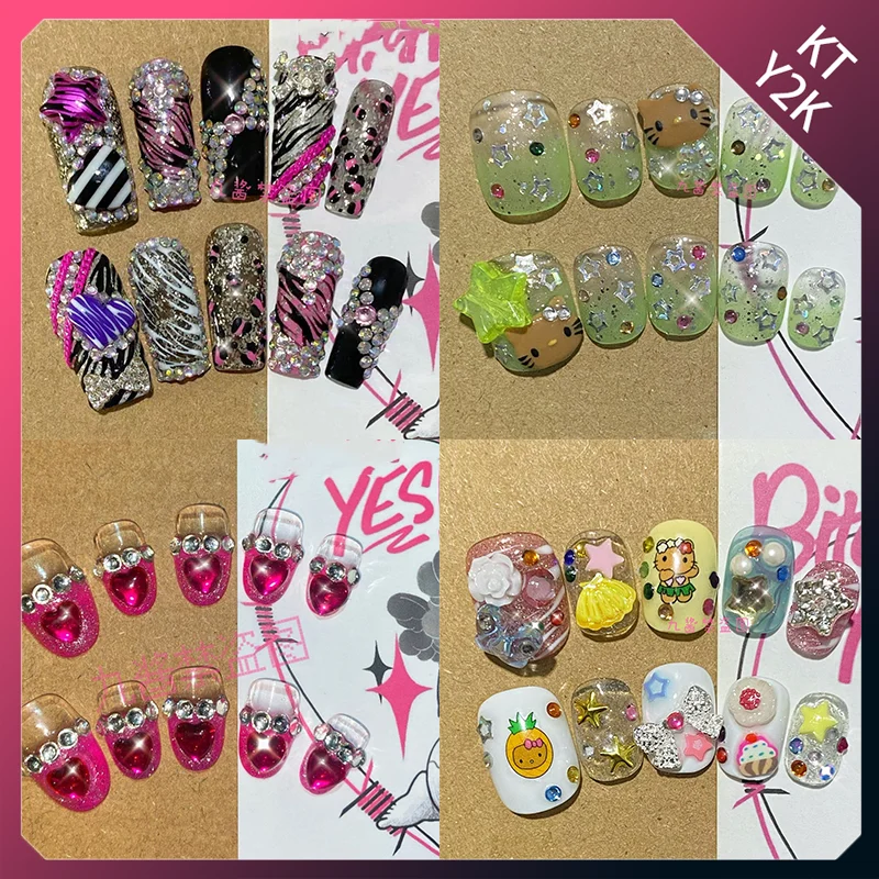 

Anime Hello Kitty Mymelody Pink Nude Nail Art Gothic Reusable Full Cover Stiletto Long Coffin Nail Tip Birthday Party Kawaii