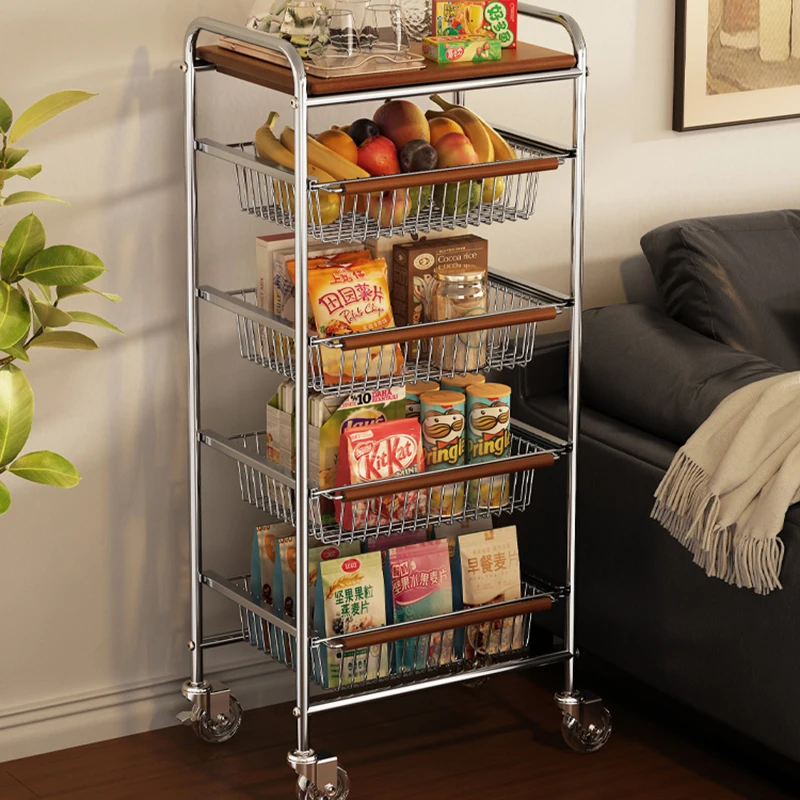 

Bathroom Storage Food Cart Foldable Mobile Space Saving Wood Food Cart Tea Detachable Carrito De Servicio Kitchen Accessories