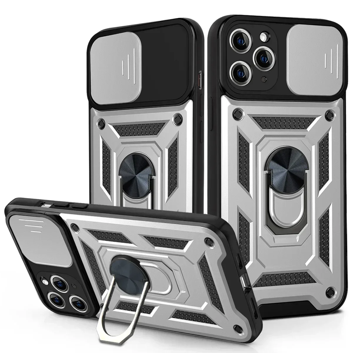 Advanced Slide Camera Lens Stand Phone Case with Shockproof Armor Protection