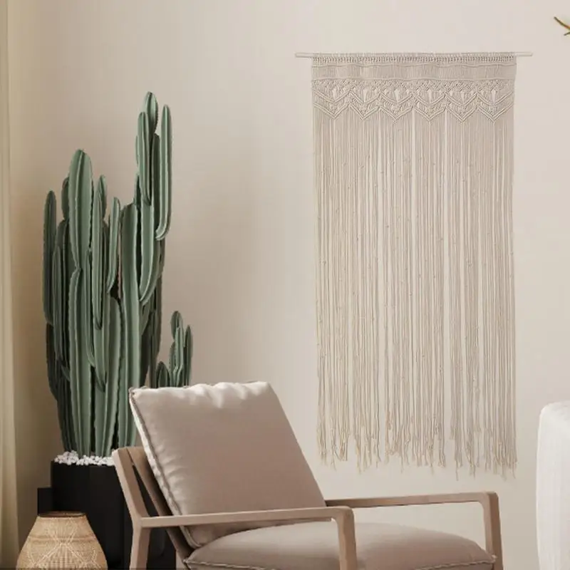 

Cotton Blend Large Woven Backdrop Gallery Handmade Macrame Wall Hanging Boho Wedding Backdrop Door Window Curtain Decor
