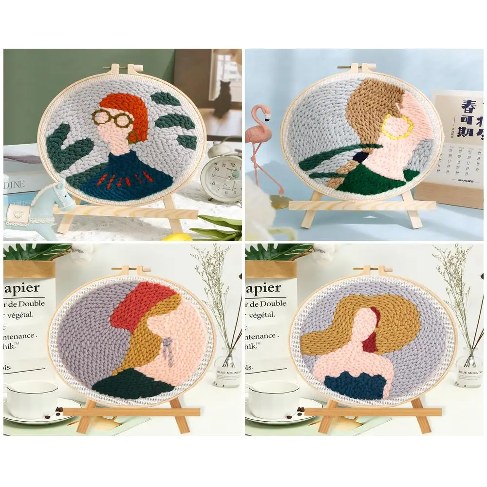 GATYZTORY DIY Punch Needle Embroidery Kit with Yarn Portrait Pattern Kit  Stamped Embroidery Kits For Adults Kid Gift Home Decor - AliExpress