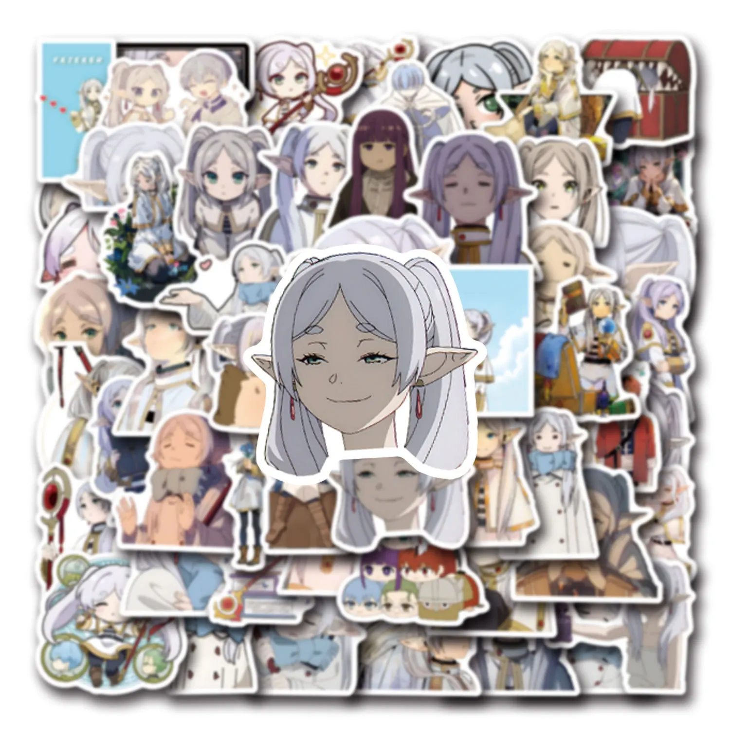 55Pcs Frieren Beyond Journey's End 스티커 낙서 스티커 DIY 일기 전화 케이스 수제 스크랩북 미적 스티커
