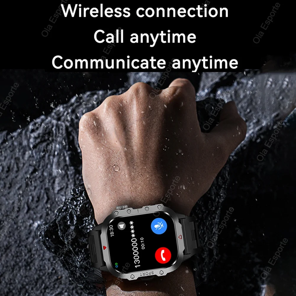 2026 New Men's Smart Watch LED Flashlight IP67 Outdoor Sports Watches Wristwatch Health Monitoring Smart Watch for IOS Android 3