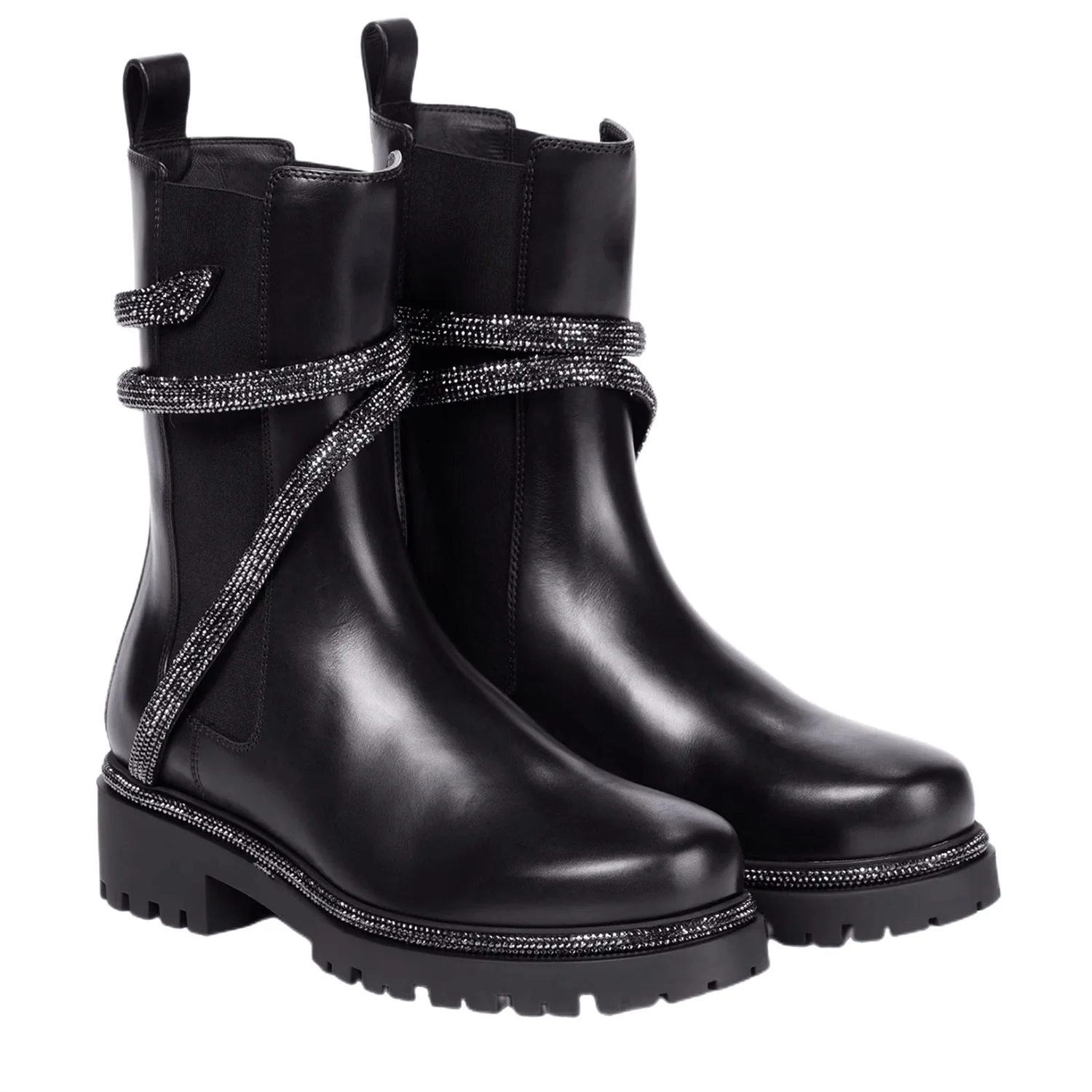 

CHUMURY Luxury Chelsea Boots Snake Rhinestone Winding Black Beige Platform Round Toe Ankle Boots Combat Free Shipping