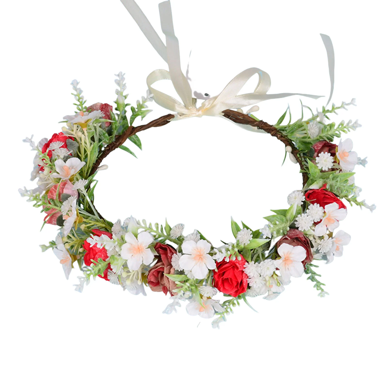

Rose Babysbreath Cloth Flower Hairband Lightweight Hair Ornament Garland Wreath Bride To Be Flower Crown Garland