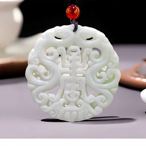 White Natural Real Jade Dragon Pendant Necklace Charm Amulet Accessories Gemstones Gifts for Women Men Talismans Designer