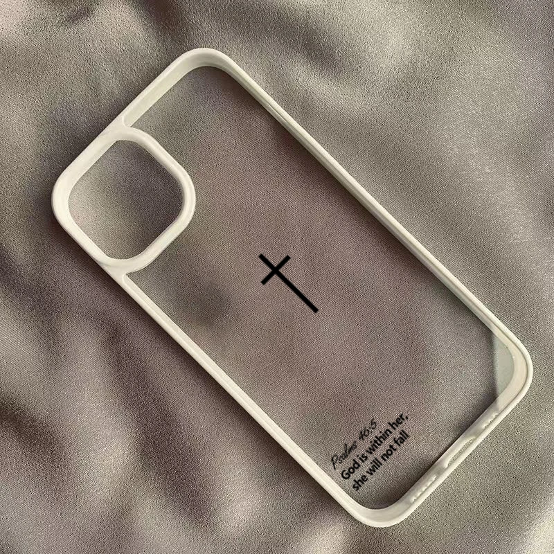 Stylish Faith-Inspired Phone Case with Cross and Bible Verse Design