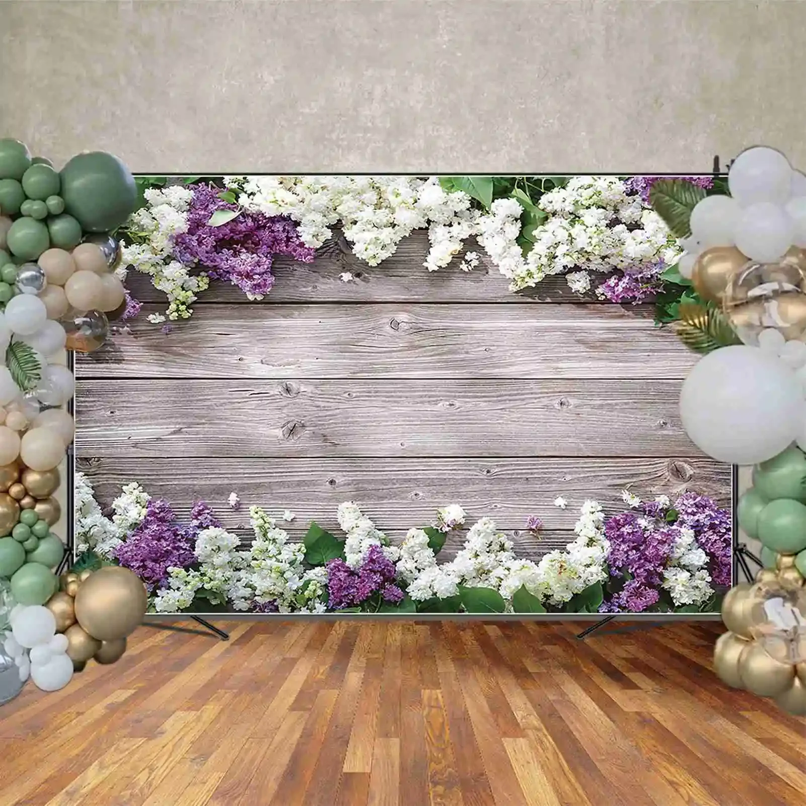 Photo Backdrop MOON.QG Flower Wooden Wall Product Photography Backdrops Spring Wood Boards Photo Studio Backgrounds Birthday Portrait Photozone