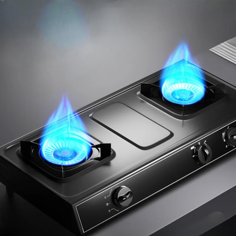 Household Stainless Steel Poly Energy Rotary Fire Gas Stove High Temperature Resistant Type Liquefied Gas Furnace Double Stove