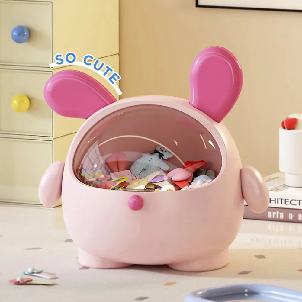 Cute Multifunctional Desktop Storage Box Rabbit with Lid Stationary Storage Dustproof High-capacity Desk Organizer Bin