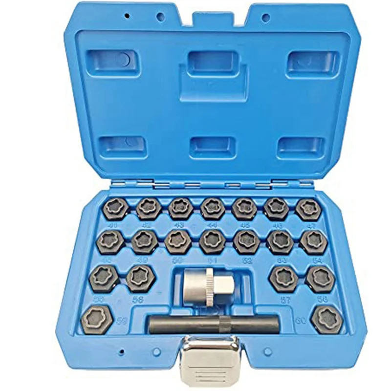 

22PCS Wheel Locking Nut Key Kit, Wheel Lock Nut Socket Adapter Set, Wheel Anti-Theft Lug Nut Removal Tool