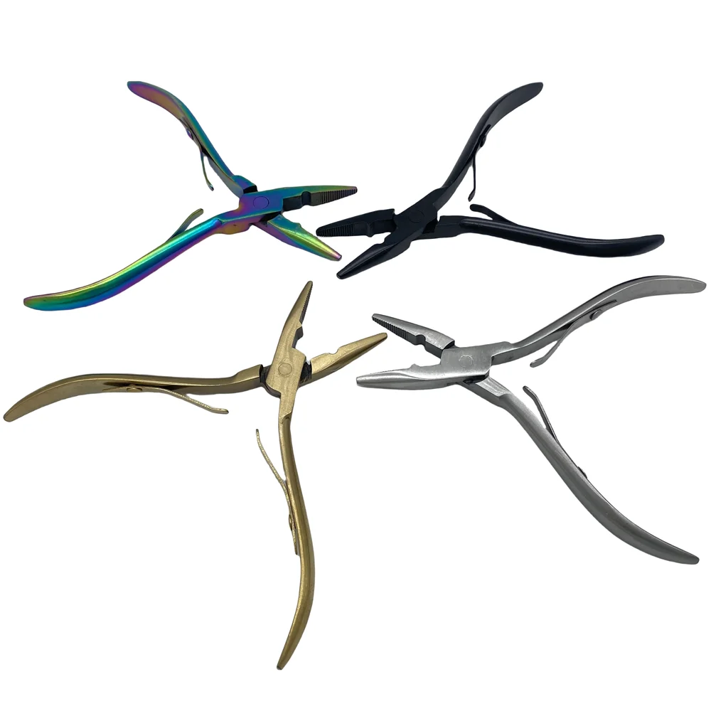 Hair Extension Pliers 1 PC 5 inch Silver Stainless Steel Clamp Hair Extension Plier with hole Keratin Hair Extensions Ring Removal Tools