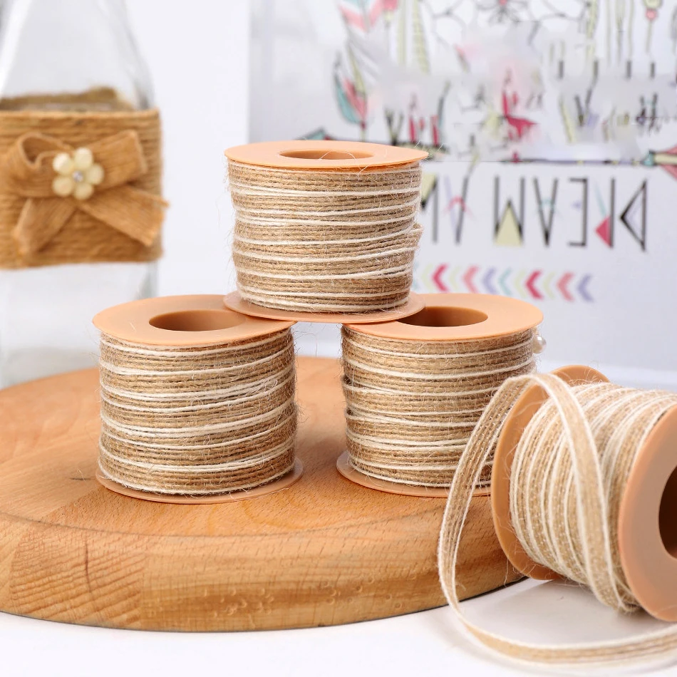 5Meter Natural Jute Ribbon Crafts Rope String DIY Wedding Jute Cord Twine Vintage Jute Gift Wrap Sewing Party Home Accessories