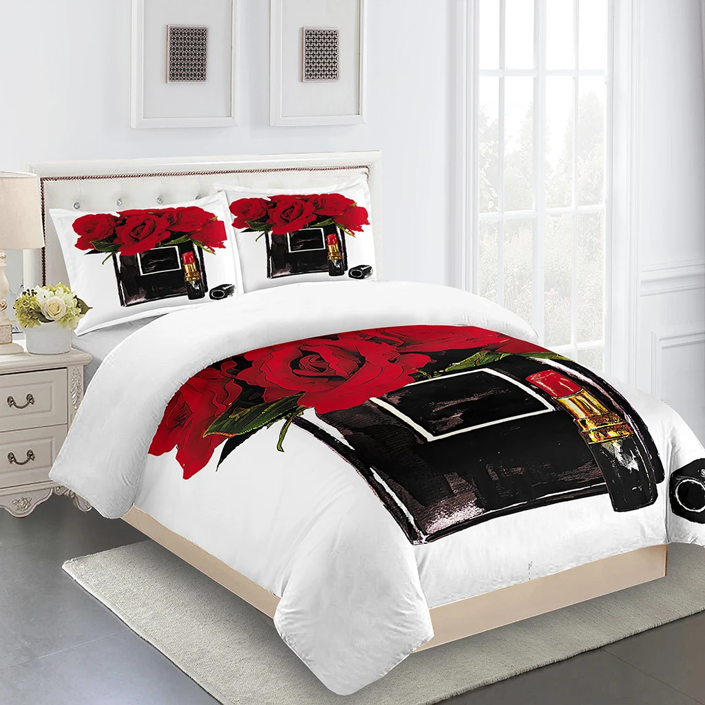 

Custom Flower Brands Design Luxury Modern King Queen Twin Full Bedding Sets Single Double Duvet Cover Set and 2pcs Pillow cover