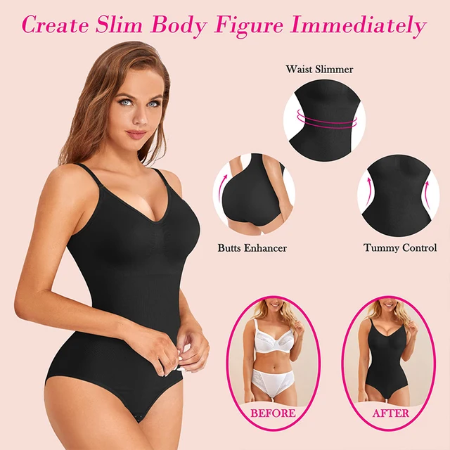 Lilvigor Shapewear Bodysuit for Women Tummy Control Tops Seamless  Bodyshapers Crew Neck Thong Short for Daily Party 