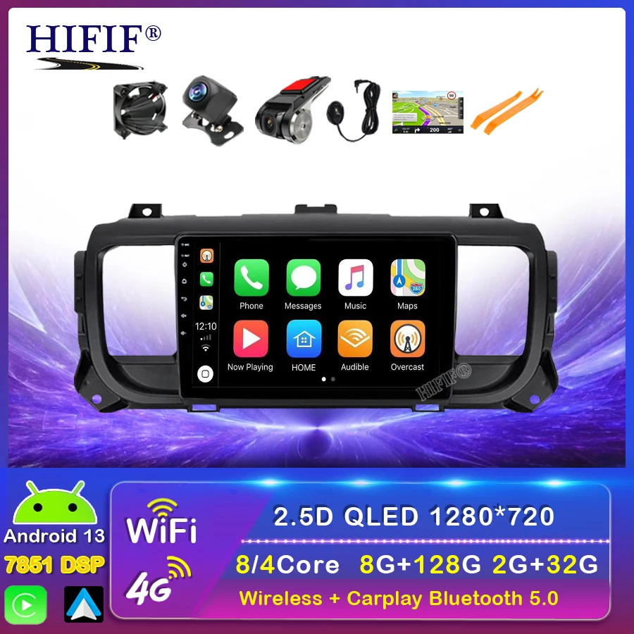 

For Peugeot Expert 3 Citroen Jumpy 3 SpaceTourer 2016 - 2021 Car Radio CarPlay Android Auto GPS No 2 din 2din DVD