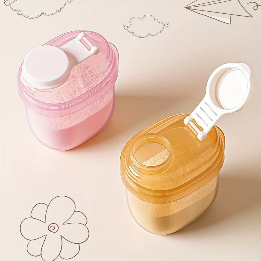 1pc Portable Formula Dispenser with Spill-Proof Lid & One-Touch Operation -Feeding Container with Measurement Scale & Spoon Slot