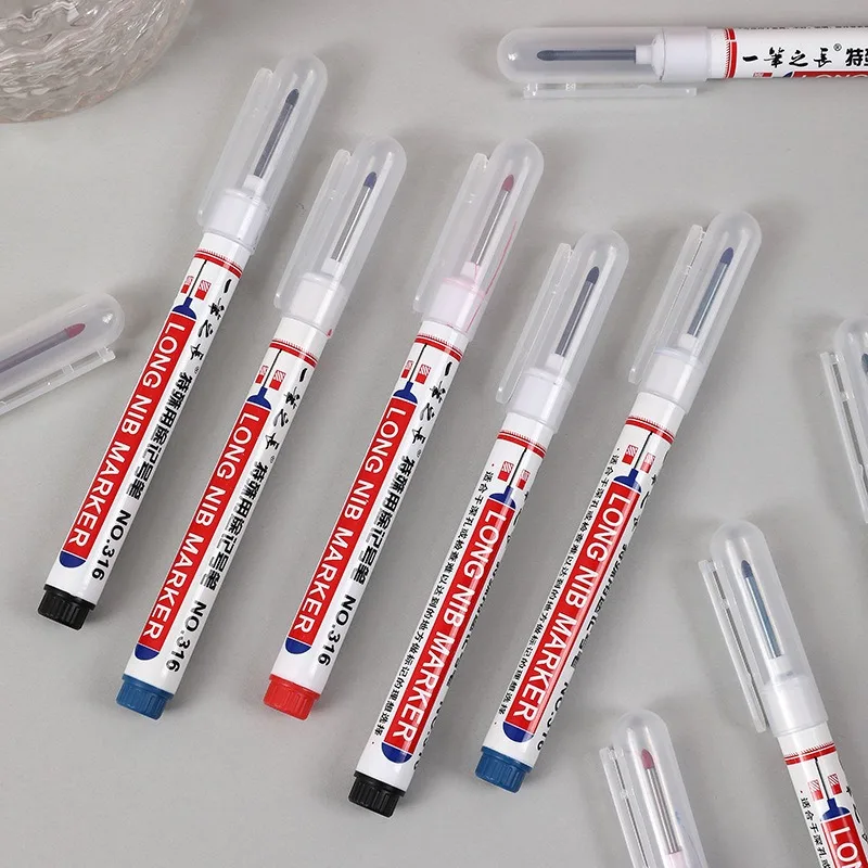 4-100PCS 20mm 깊은 구멍 긴 펜촉 헤드 마커 금속 천공 펜 방수 욕실 목공 장식 다목적