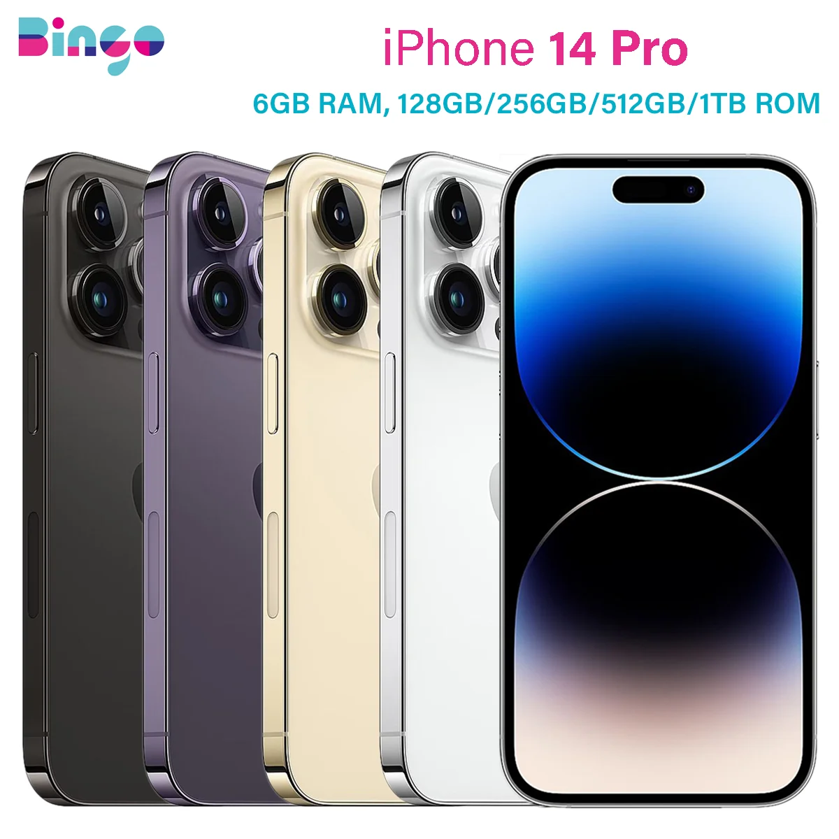 iPhone 14 Pro A2650 128/256/512GB ROM 6GB RAM 6.1" Genuine Super Retina OLED Face ID A15 5G Dual eSIM 48MP Original Cell Phone