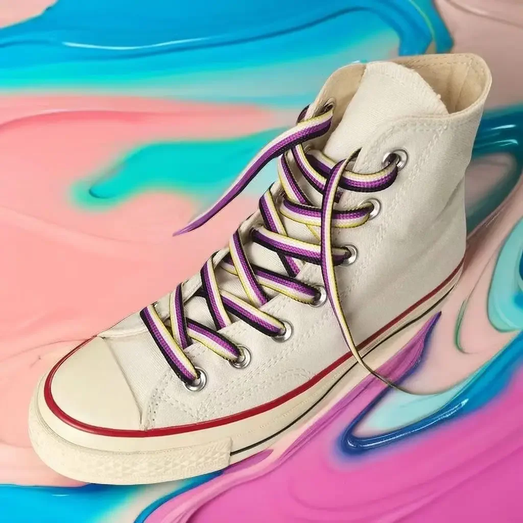 Shoe laces Shoe accessories Rainbow Shoelace Long Rainbow Laces for Sneakers LGBTQ Bisexual Lesbian Gay Non-Binary Transgender Asexual Colorful Shoelaces