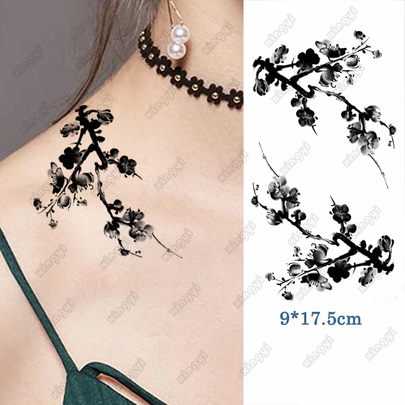 

Waterproof Temporary Tattoo Sticker Pear Flower Branch Flash Tattos Watercolor Bud Body Art Arm Leg Fake Tatoo Women Female Lady