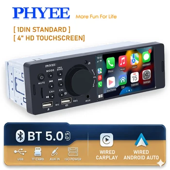 1 Din 4 "Radio de coche CarPlay Bluetooth, Android-Auto, reproductor MP5 USB/TF/AUX, entrada de cámara de marcha atrás, unidad principal de Audio estéreo F7805C 1