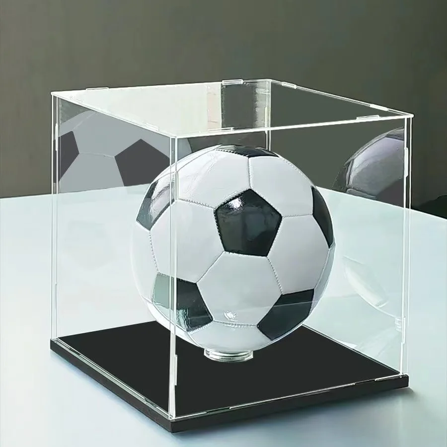 Acrylic Sports Ball Display Case with Base | Dustproof Basketball, Football & Rugby Display Box