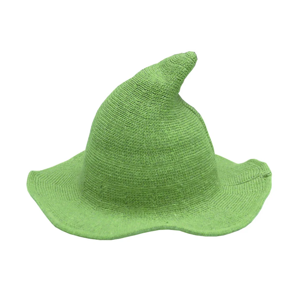 Sombrero de mago de lana de punto para Halloween, gorros de bruja para adultos y niños, accesorios de disfraces para vacaciones, sombrero de fiesta, decoración de Halloween