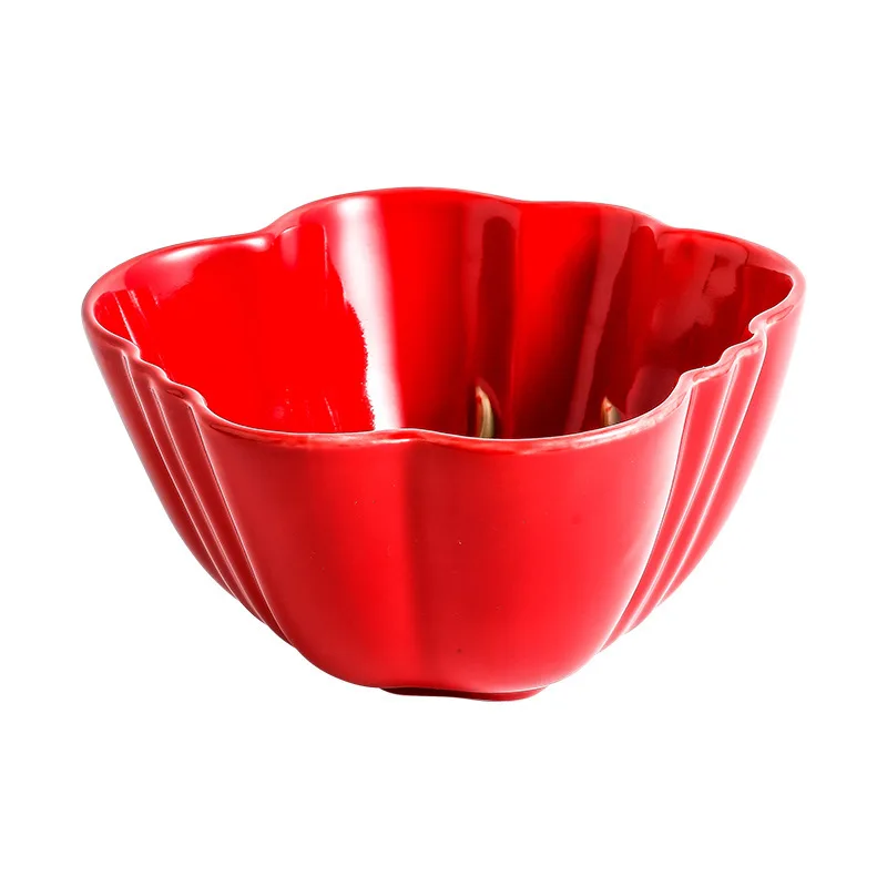 Cartoon Tomato Ceramic Dish Porcelain Plate Vegetable Bowl Food Tray Dinner Plate Set Household Kitchenware