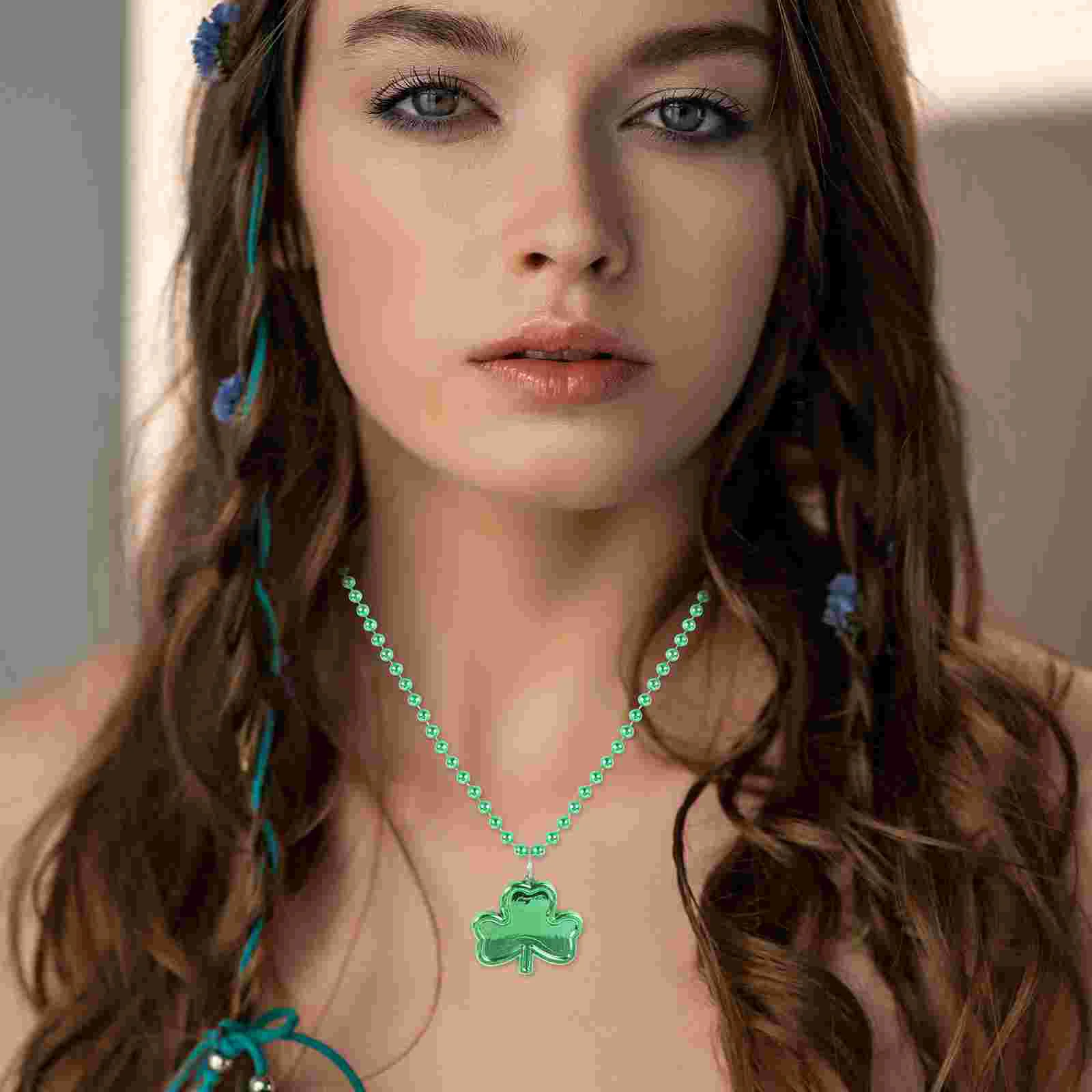 3 Pcs Necklace Patricks Day Bead Beads Necklaces Plastic Irish Party Accessories Child Girls