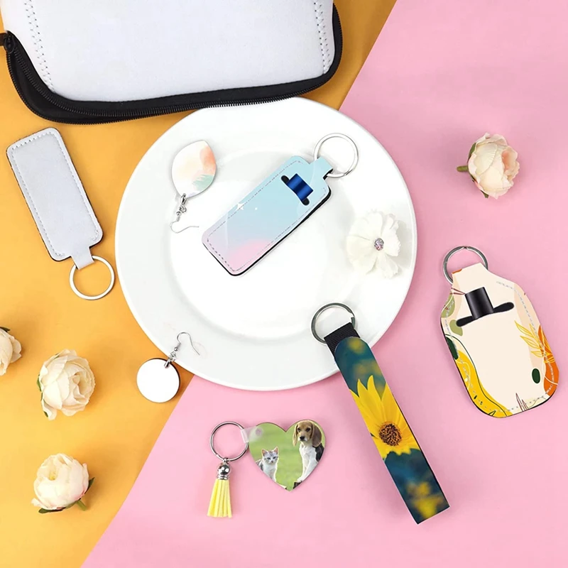 Sublimation Blanks Products, Including Earring, Keychain Blanks, Makeup Bags,DIY Sublimation Heat Transfer Craft