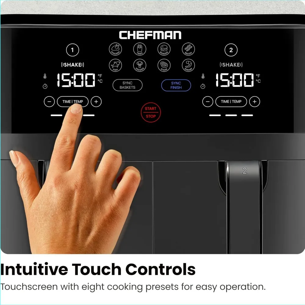 Touch Dual Air Fryer, Maximize The Healthiest Meals With Double Basket Capacity, One-Touch Digital Controls 5