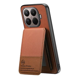 Premium PU Leather Flip Wallet Case with Card Slot and Stand - Magnetic Shockproof Bracket Cover - Xiaomi 17T Pro (Brown)