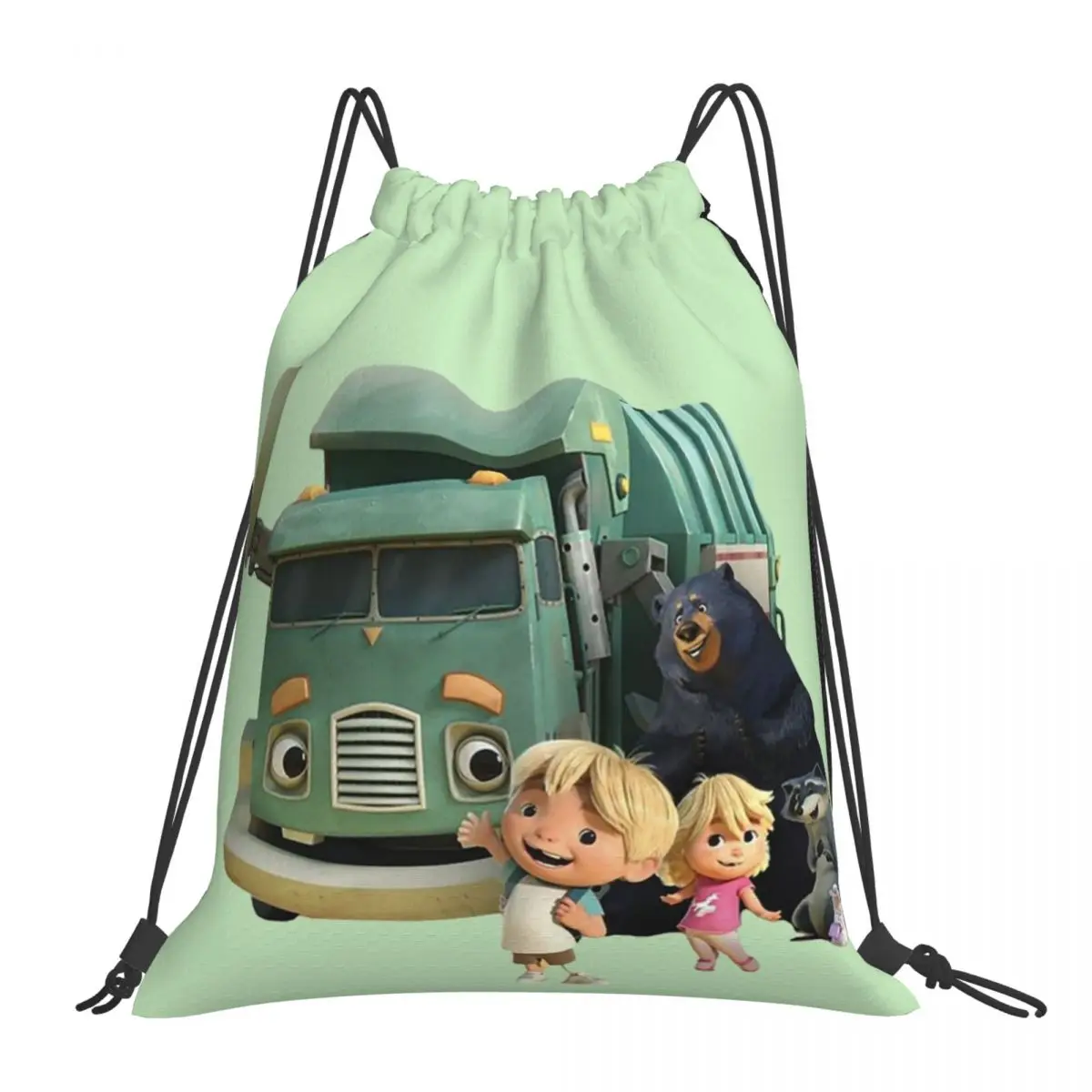 

Trash Truck Netflix Backpacks Fashion Portable Drawstring Bags Drawstring Bundle Pocket Sundries Bag BookBag For Travel Students