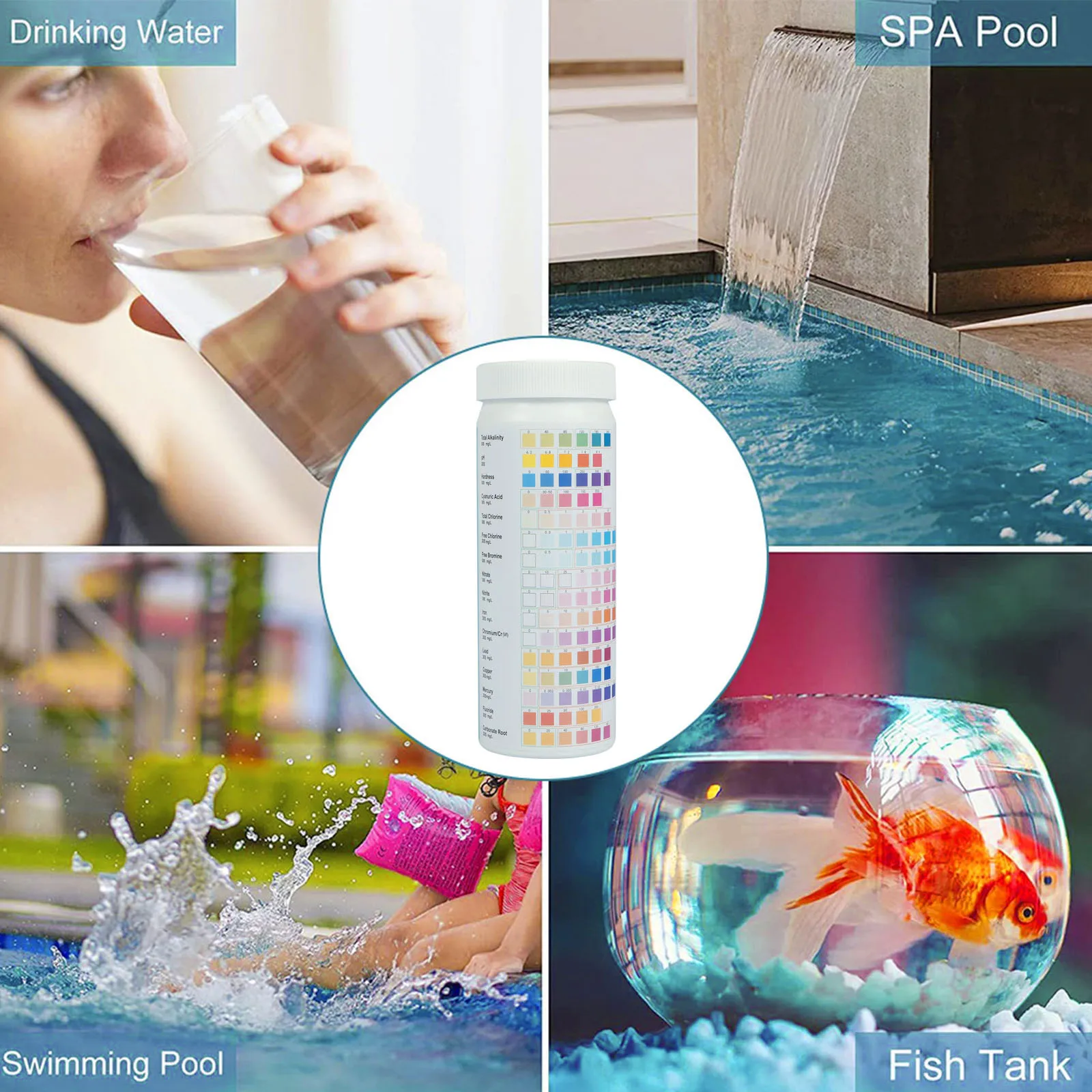 Comprehensive Drinking Water Quality Test Kit - 100 Test Strips for Home, Tap, Well, and Aquarium Water