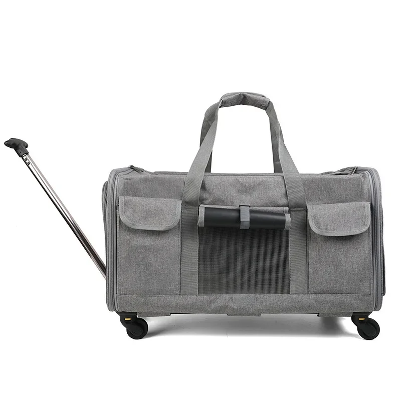 Pet Trolley Case Detachable Universal Wheel Breathable Foldable Large-capacity Dog Bag Cat Carrier