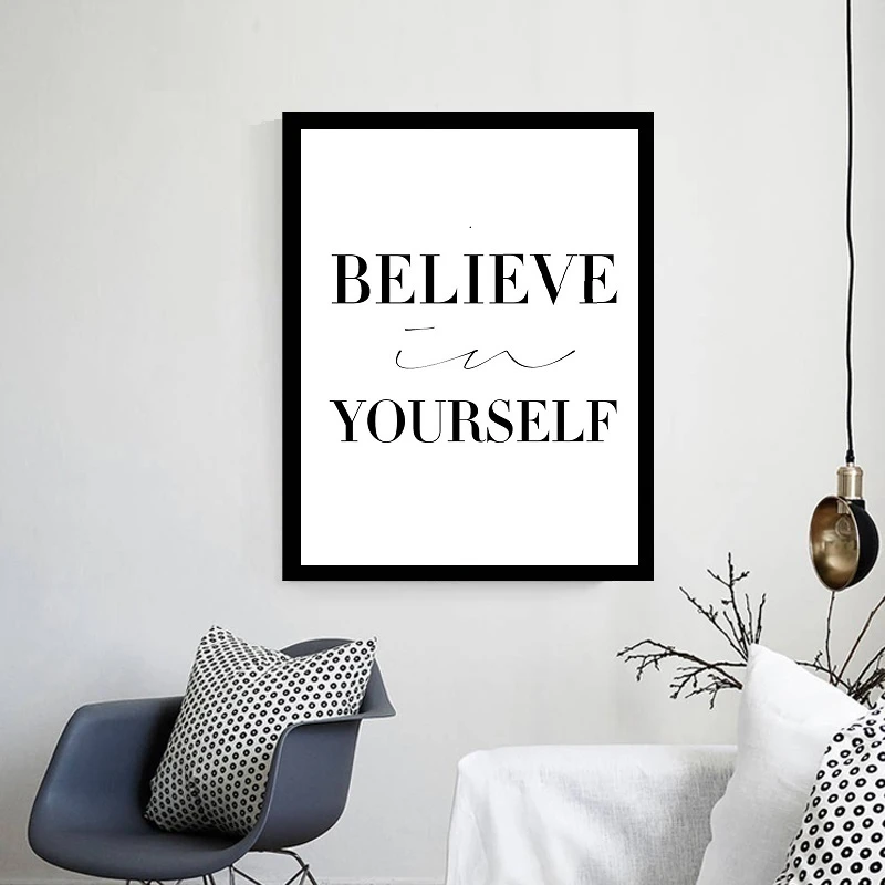Black Minimalist Motivational Typography Believe Quotes Art Print Poster  Wall Picture Canvas Painting Living Room Decor No Frame - Painting &  Calligraphy - AliExpress